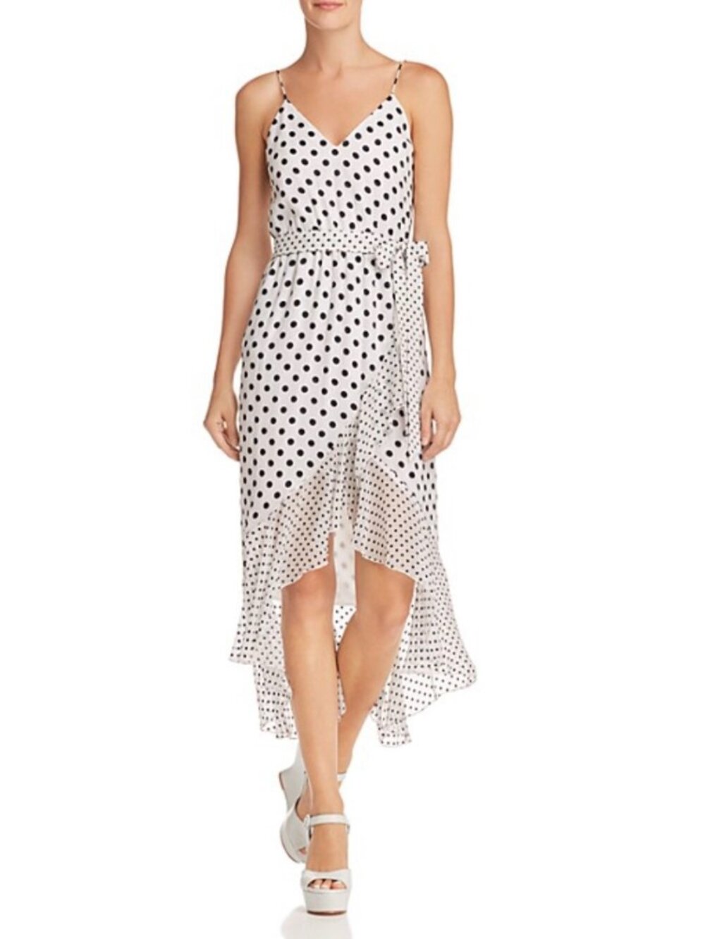Alice & Olivia Faux Wrap Dress Size 4 White with black polka dots